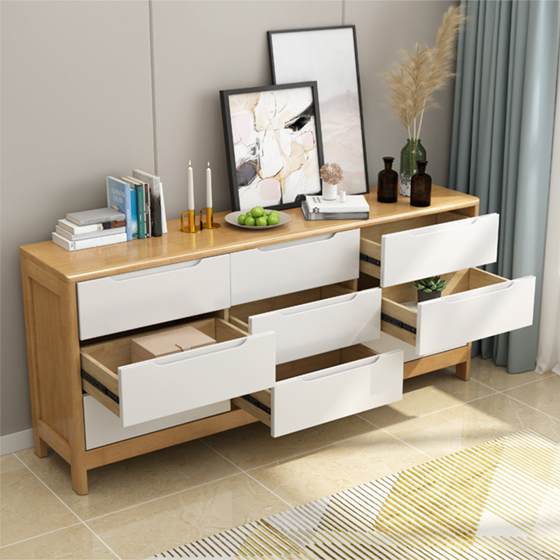Mid-Century Modern Chest Squared Legs with Drawer Solid Wood Accent Chest
