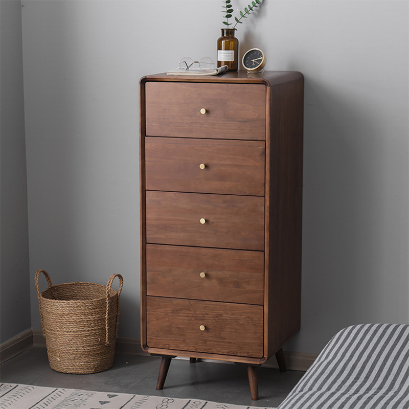 Mid-Century Modern Chest Pine Wood Drawer Knobs Rectangle Accent Chest