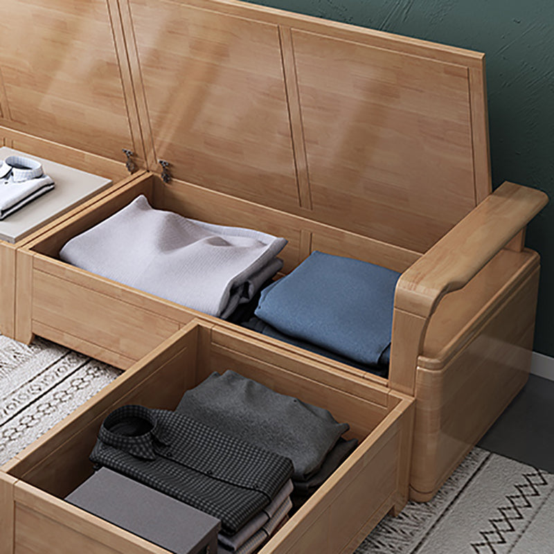 24"H Scandinavian Sectional Sofa Storage Cream Fabric Sectional