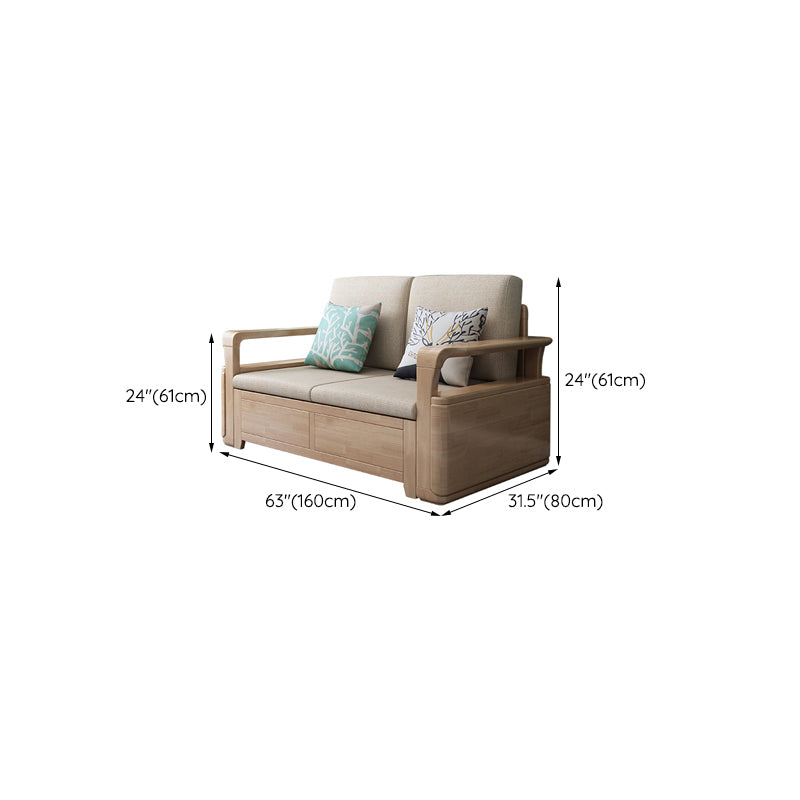 24"H Scandinavian Sectional Sofa Storage Cream Fabric Sectional