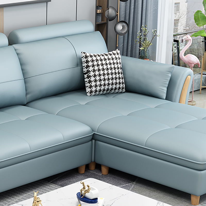 64"W Scandinavian Sectional Sofa Storage Leather Tufted Sectional