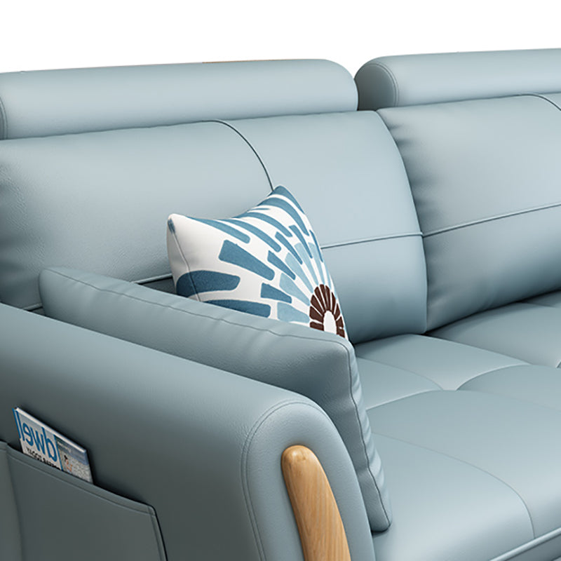 64"W Scandinavian Sectional Sofa Storage Leather Tufted Sectional