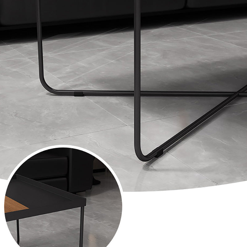 Cross Legs Coffee Table Black Iron Coffee Cocktail Table with Tray Top