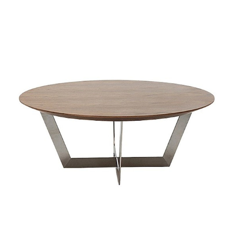 Cross Legs 1 Single Coffee Table in Brown Scandinavian Round Solid Wood Cocktail Table