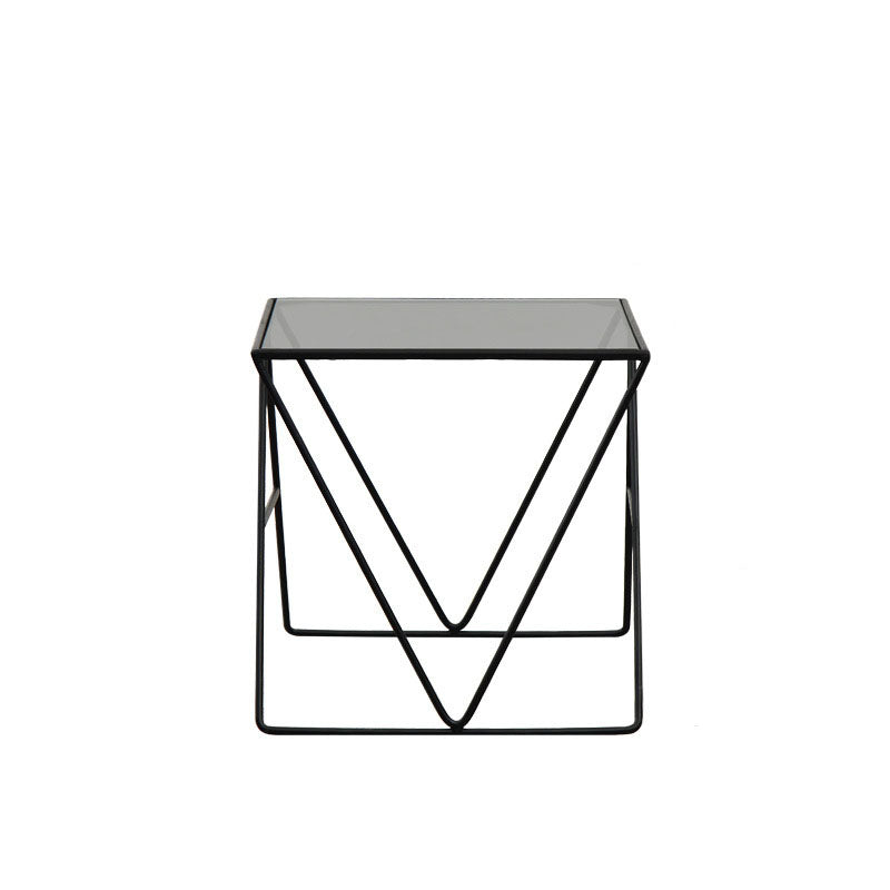 Frame Glass Top Coffee Table Modern Simple Clear Rectangular Cocktail Table