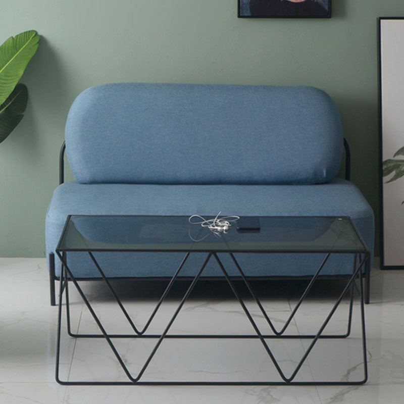 Frame Glass Top Coffee Table Modern Simple Clear Rectangular Cocktail Table