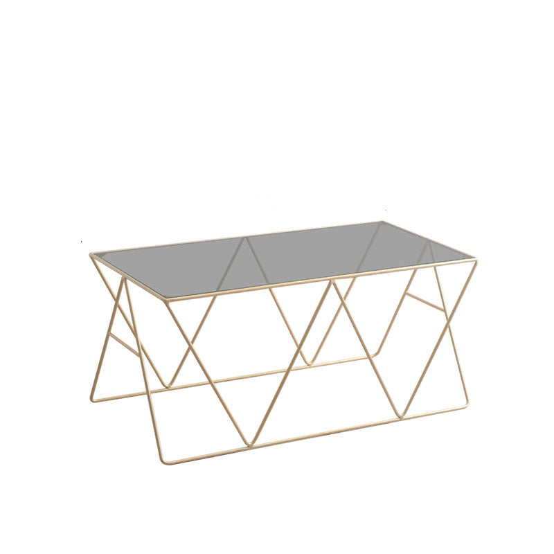 Frame Glass Top Coffee Table Modern Simple Clear Rectangular Cocktail Table
