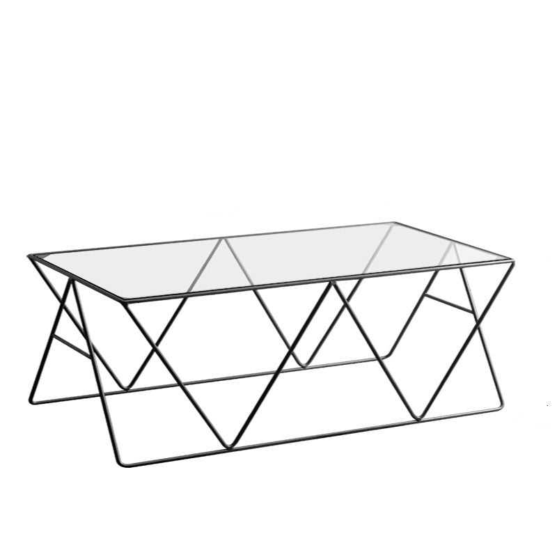 Frame Glass Top Coffee Table Modern Simple Clear Rectangular Cocktail Table