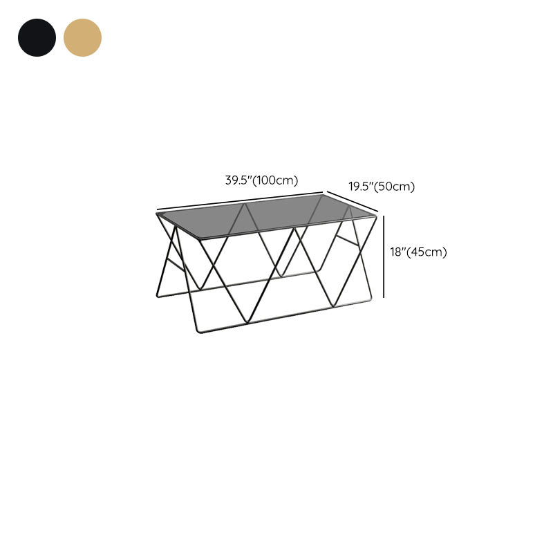 Frame Glass Top Coffee Table Modern Simple Clear Rectangular Cocktail Table
