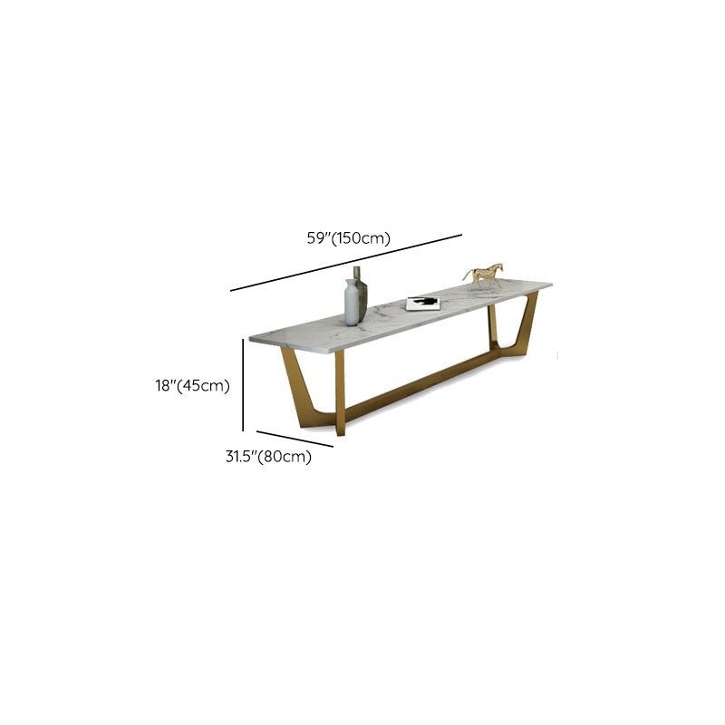 Glam Trestle Coffee Table White Marble Coffee Cocktail Table