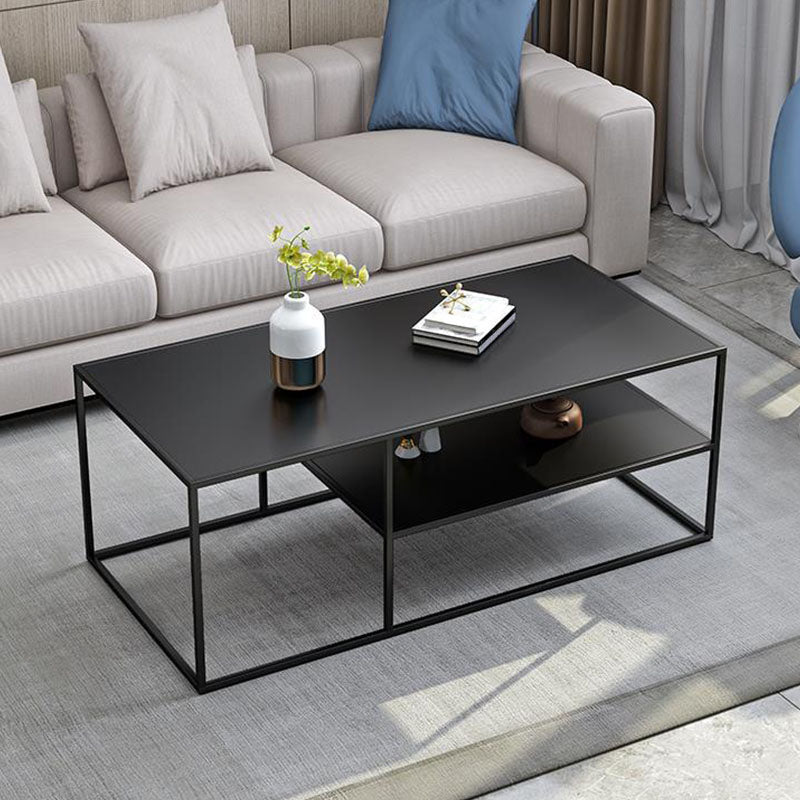 19.68" Tall Rectangle Top Coffee Table Metal Frame Base Cocktail Table