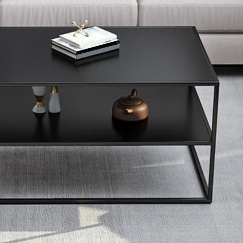 19.68" Tall Rectangle Top Coffee Table Metal Frame Base Cocktail Table