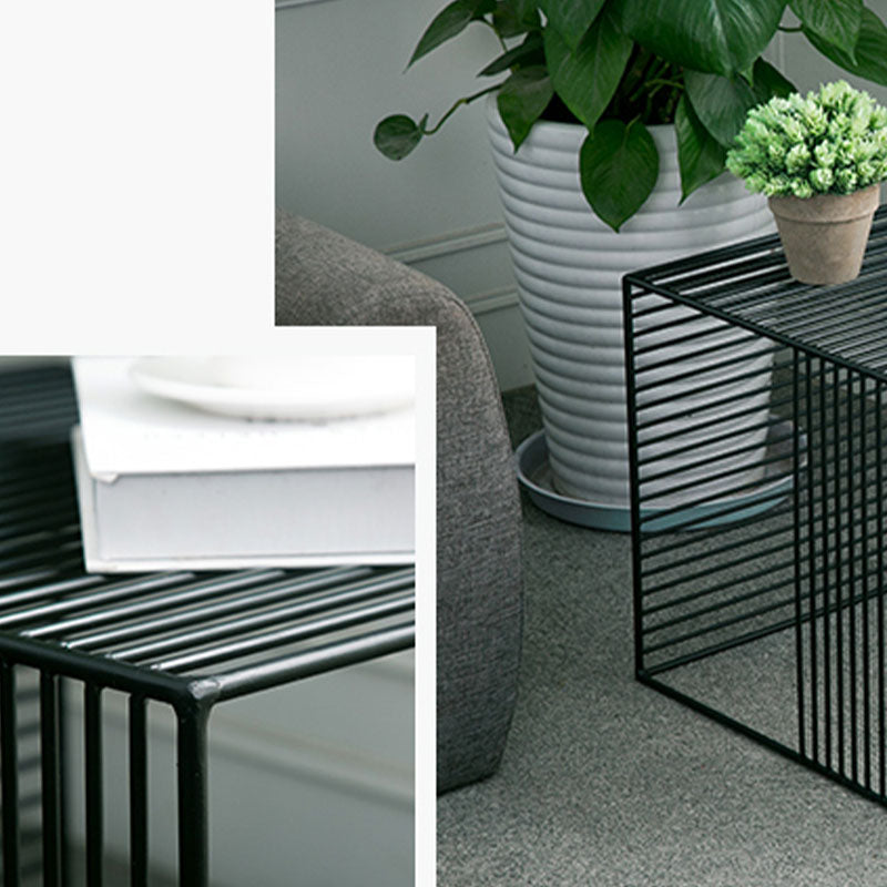 Mid-Century Modern Coffee Table in Black Iron Cocktail Table