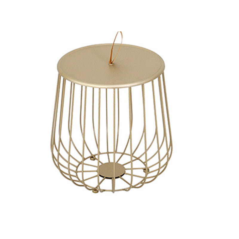 Contemporary Round Top Cocktail Table with Frame Base in Iron