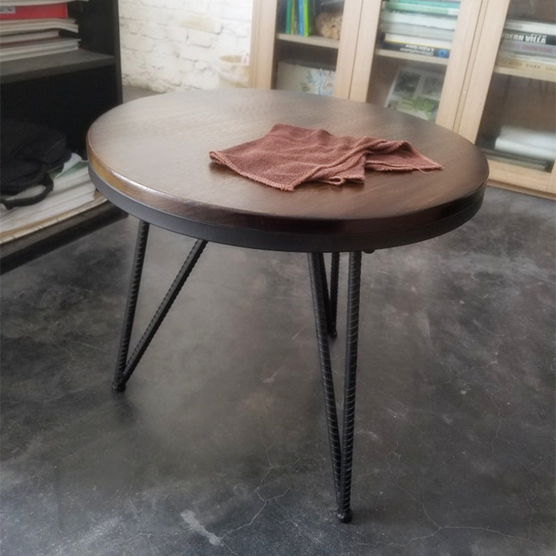 Round Solid Wood Coffee Table 3 Legs Coffee Cocktail Table, 17.71" High