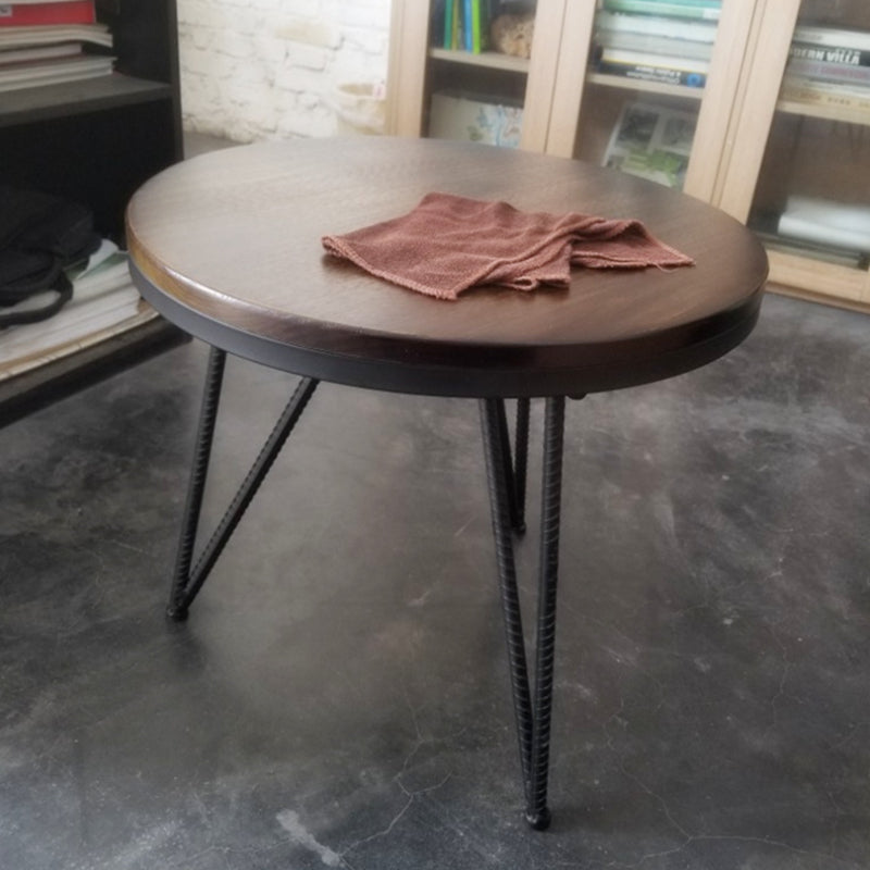 Round Solid Wood Coffee Table 3 Legs Coffee Cocktail Table, 17.71" High