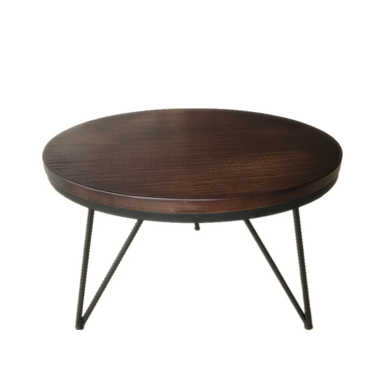 Round Solid Wood Coffee Table 3 Legs Coffee Cocktail Table, 17.71" High