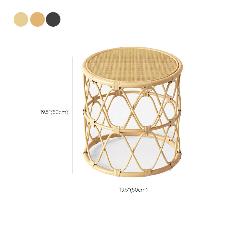 Contemporary 17.7"/19.6" Round Coffee Table Rattan Drum Cocktail Table
