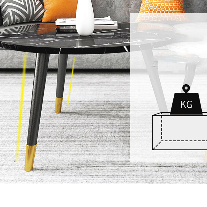 Contemporary Round Coffee Table with 3 Metal Legs and Wooden Top