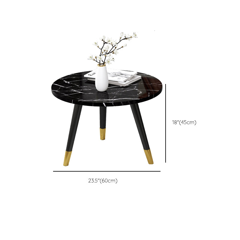 Contemporary Round Coffee Table with 3 Metal Legs and Wooden Top