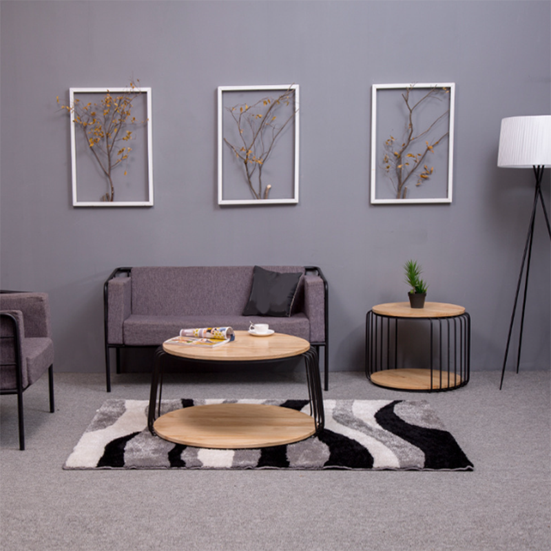 Nordic Solid Wood Round Coffee Cocktail Table with Floor Shelf