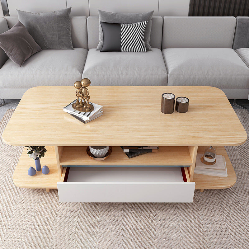 Scandinavian Coffee Table with Shelves and 1 Drawer Cocktail Table