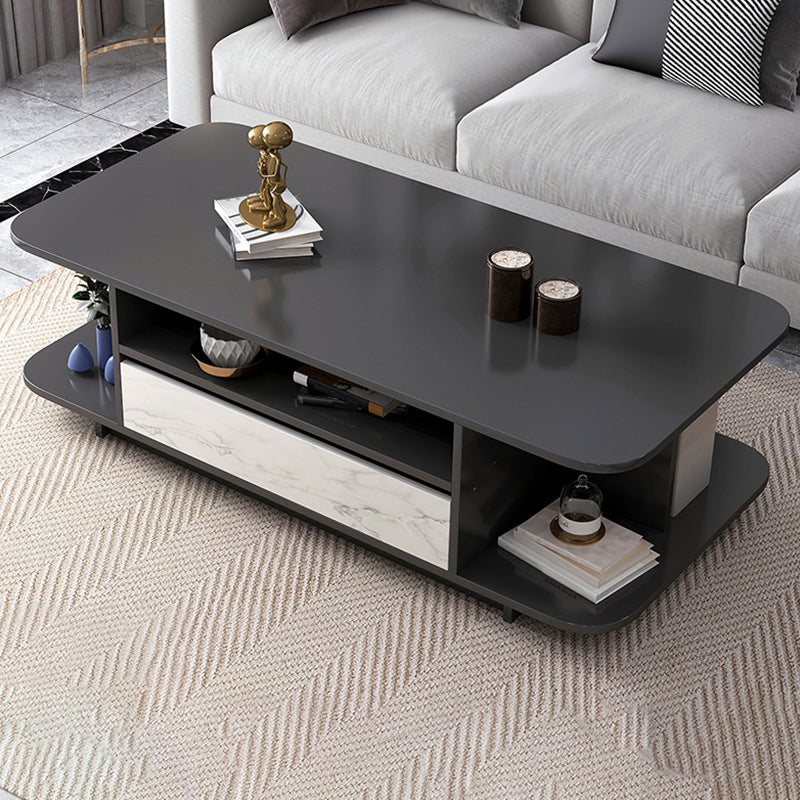 Scandinavian Coffee Table with Shelves and 1 Drawer Cocktail Table