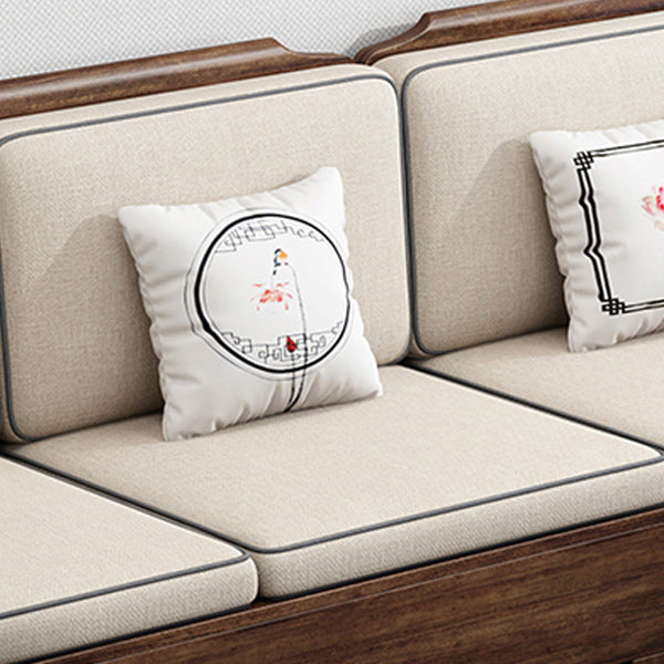 Contemporary Sectional Sofa Walnut Wood Sectional with Pillows