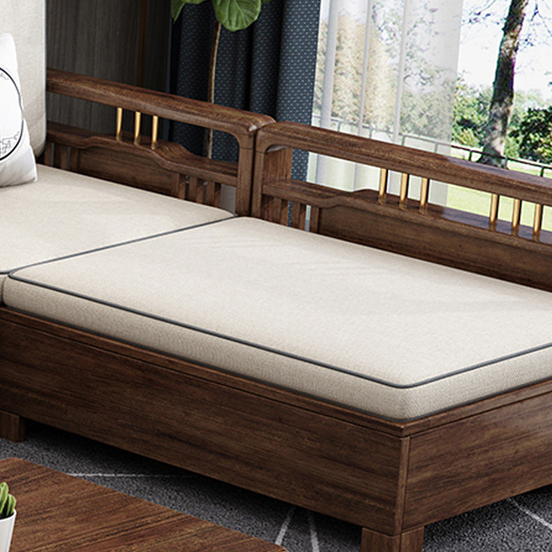 Contemporary Sectional Sofa Walnut Wood Sectional with Pillows