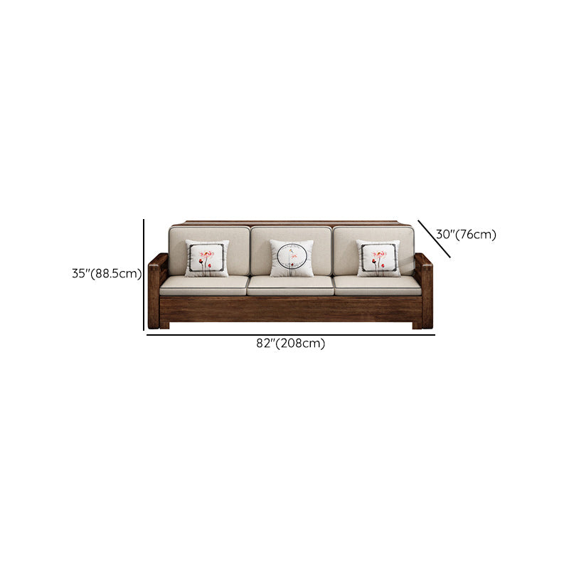 Contemporary Sectional Sofa Walnut Wood Sectional with Pillows