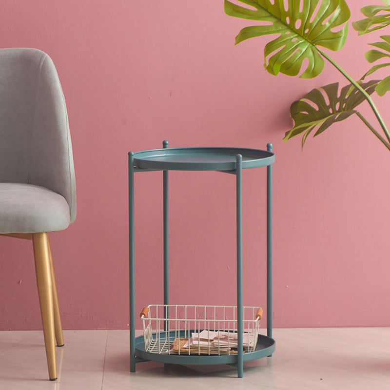 Mid-Century Round Tray Top Side End Table 4 Legs Side Side Table