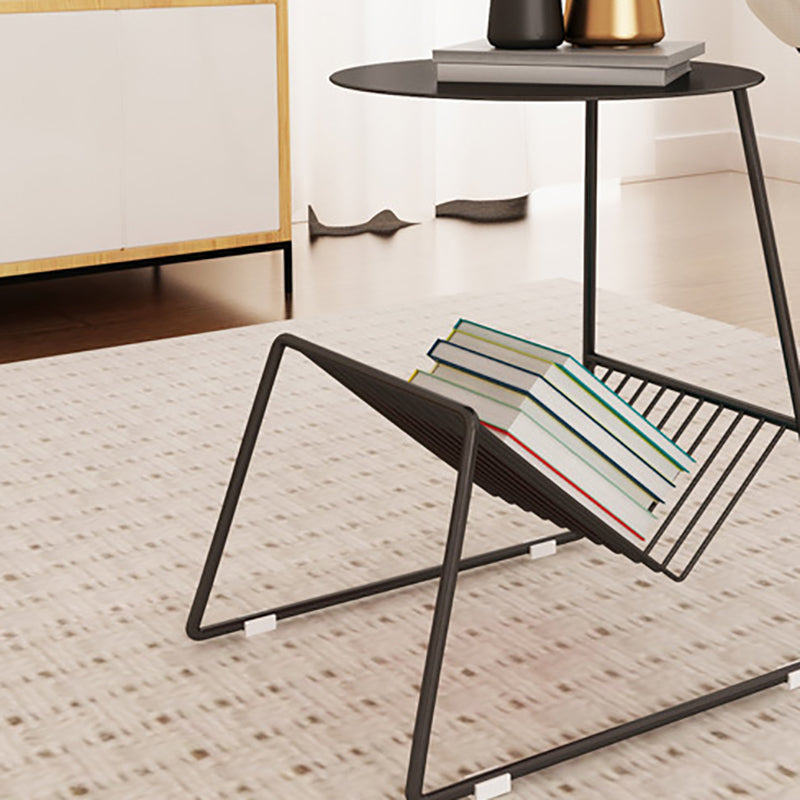 Metallic Frame End Table with Storage Round Accent Side Table