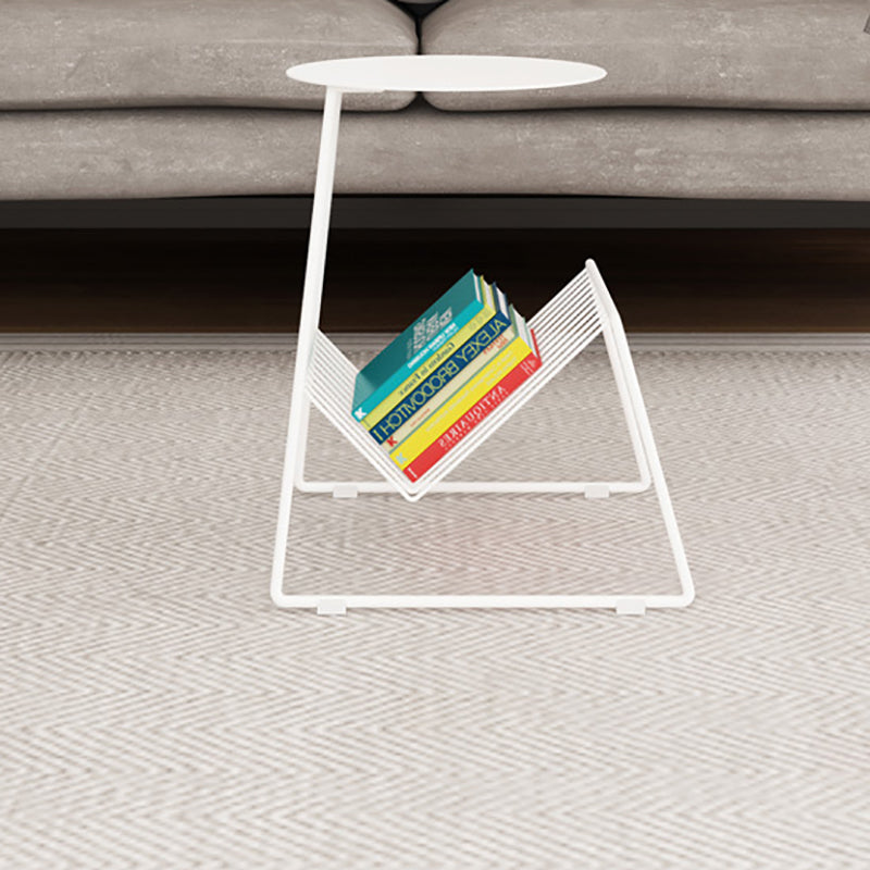 Metallic Frame End Table with Storage Round Accent Side Table