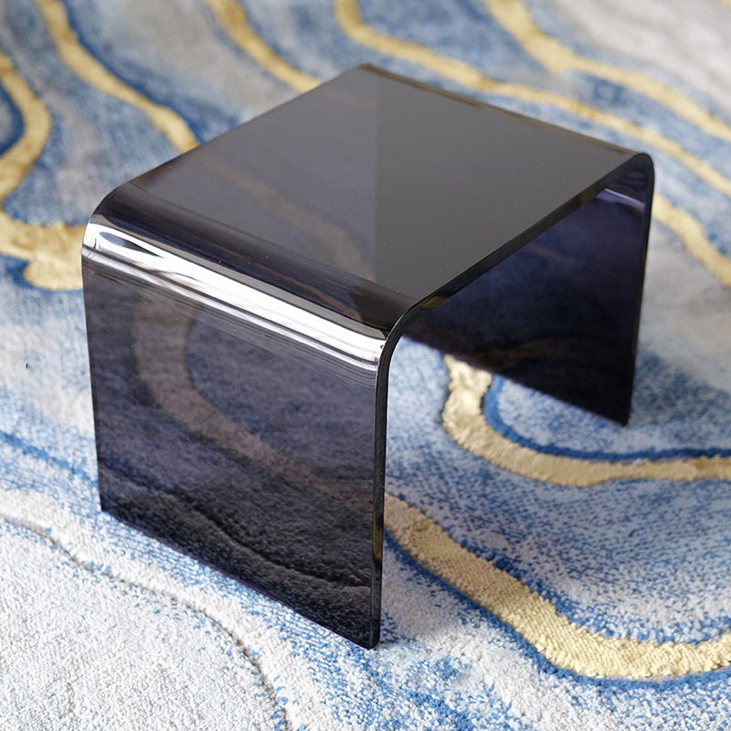 Modern Rectangular Glass Side End Table Sled Side Table for Living Room