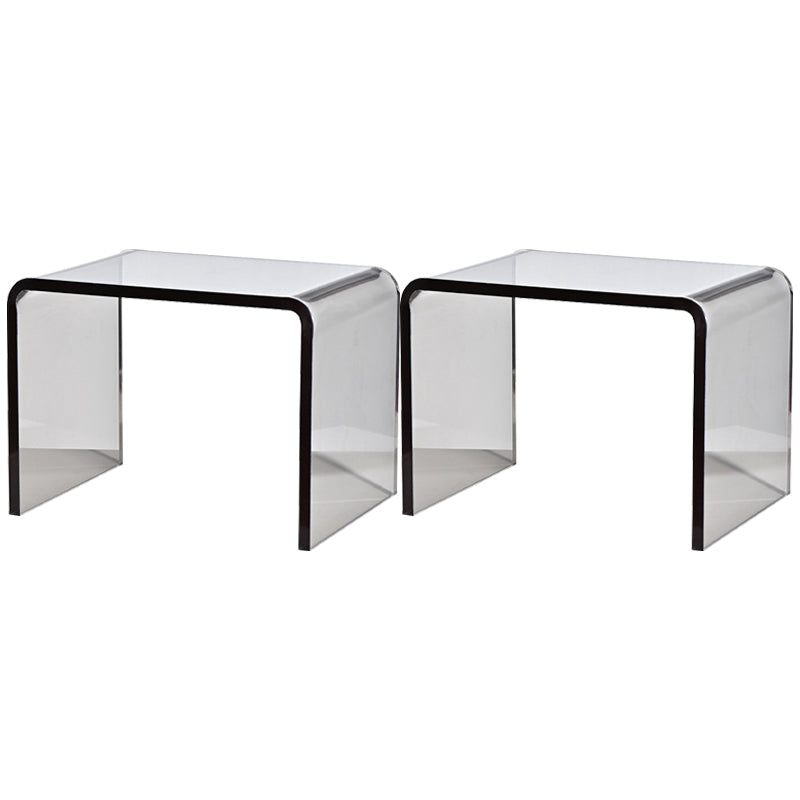 Modern Rectangular Glass Side End Table Sled Side Table for Living Room