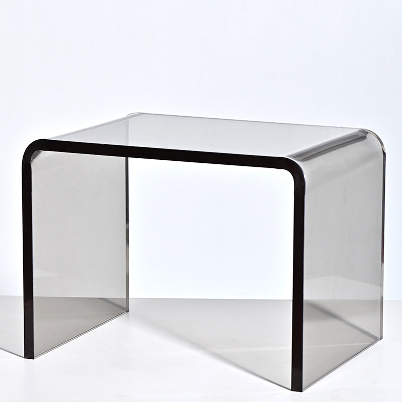 Modern Rectangular Glass Side End Table Sled Side Table for Living Room