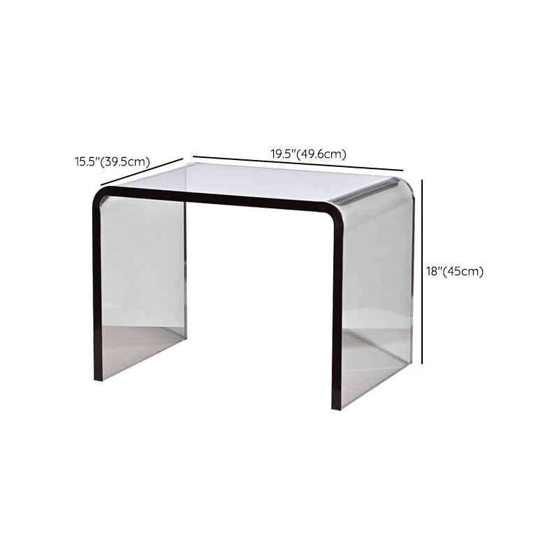 Modern Rectangular Glass Side End Table Sled Side Table for Living Room