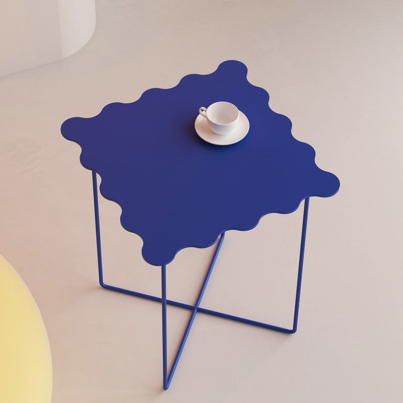 19.68" Tall Cross Legs End Table Metallic Blue Accent Side Table
