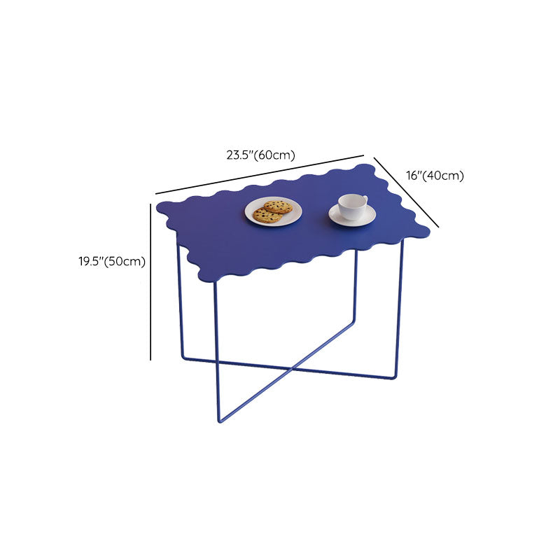 19.68" Tall Cross Legs End Table Metallic Blue Accent Side Table