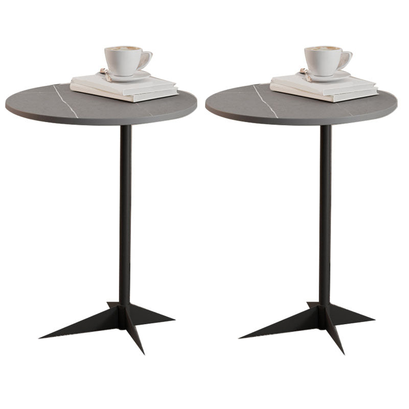 Modern Round Slate Side End Table Metal Pedestal Sofa Side Table