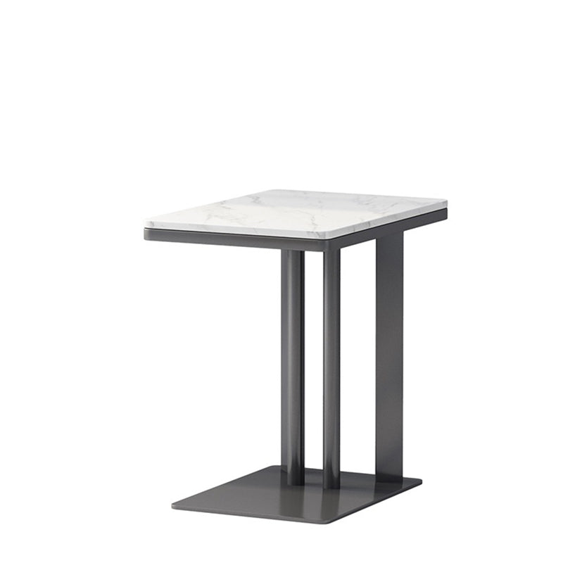 Contemporary Black Slate Top End Table 21.65" Tall C-shape Side Table