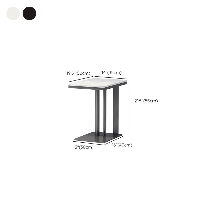 Contemporary Black Slate Top End Table 21.65" Tall C-shape Side Table