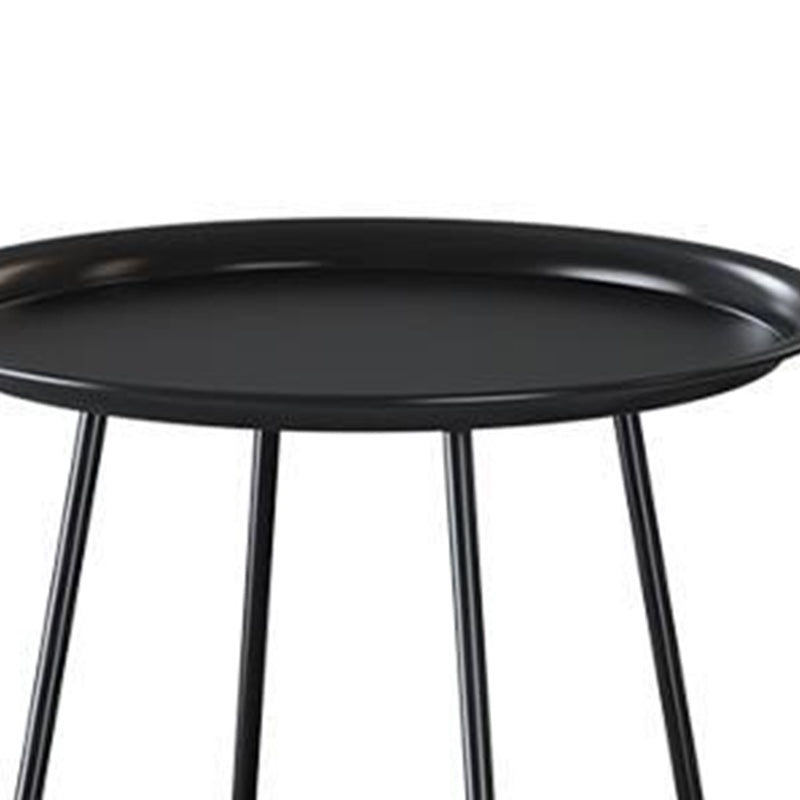 Mid-Century Metal 4 Legs with Shelf Round Double Tier Living Room End Table