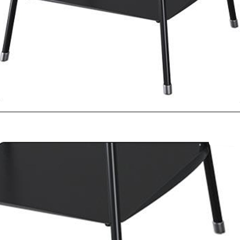 Mid-Century Metal 4 Legs with Shelf Round Double Tier Living Room End Table