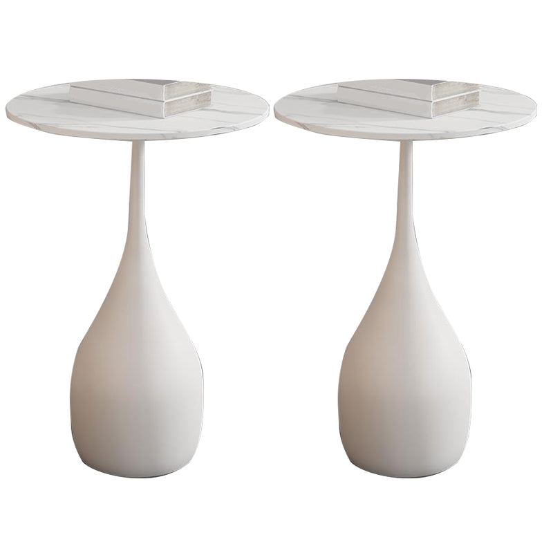 Contemporary End Table Metal Pedestal Round Living Room Side Table