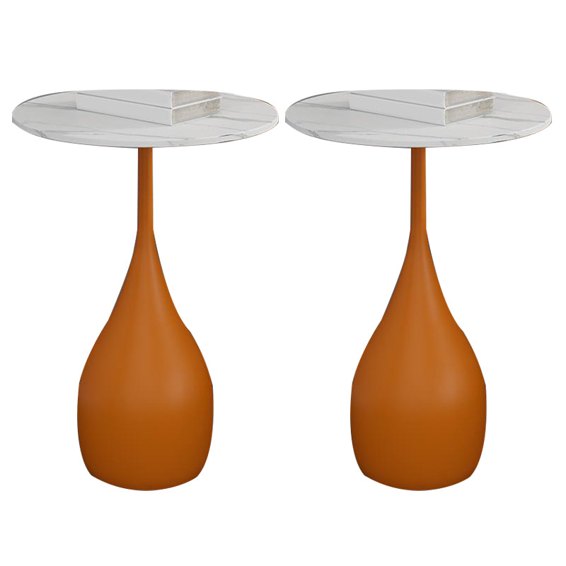 Contemporary End Table Metal Pedestal Round Living Room Side Table