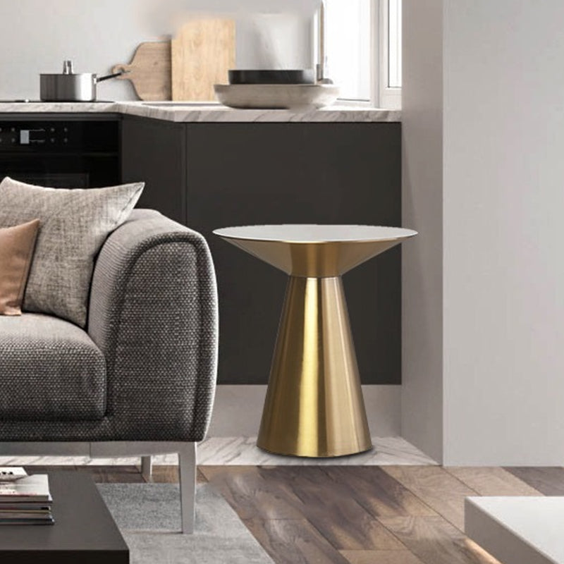 Mid-Century Side Table Metal Round Pedestal Living Room End Table