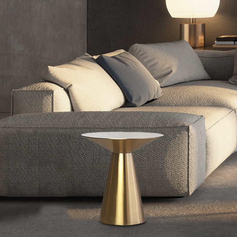 Mid-Century Side Table Metal Round Pedestal Living Room End Table