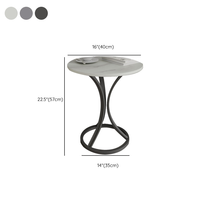 Modern Slate Round Side End Table Frame Base Type Sofa Table