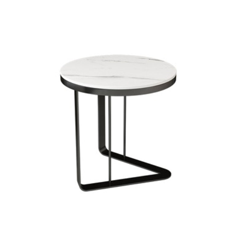 Modern Stone Top Side Table Round Black/Gold Metallic C Table